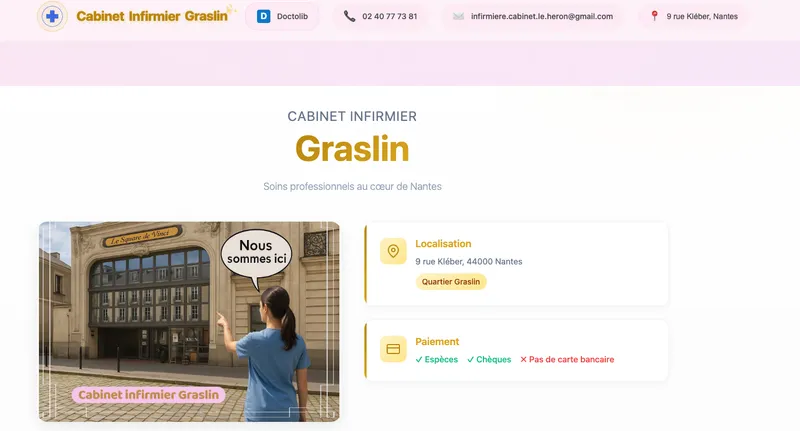 Capture d'écran de Cabinet Infirmier Graslin : Site vitrine pour cabinet infirmier libéral à Nantes